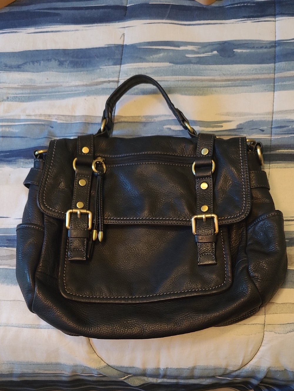 Giani Bernini Black Genuine Leather Satchel Handbag